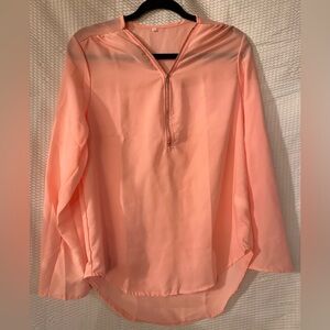 Pink sheer zipper top no label